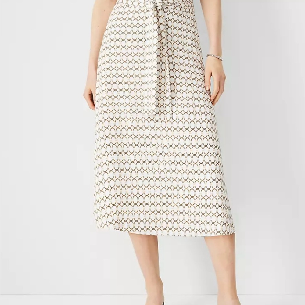 Ann Taylor Chain Print Knotted A-Line Skirt - Size 8P